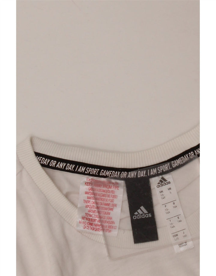 Chłopięcy T-shirt z grafiką ADIDAS, 13-14 lat, biały