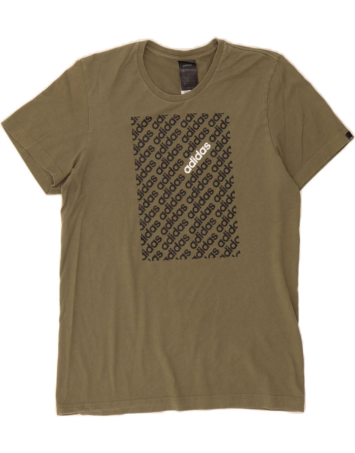 ADIDAS Mens Graphic T-Shirt Top Small Khaki Vintage Adidas and Second-Hand Adidas from Messina Hembry 