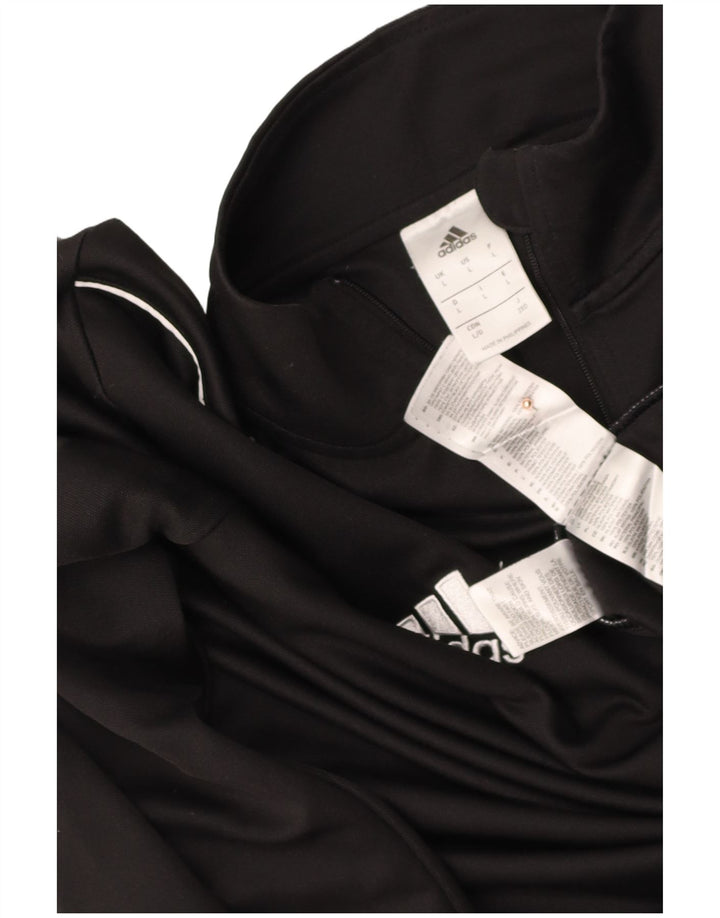 ADIDAS Mens Zip Neck Pullover Tracksuit Top Large Black Polyester