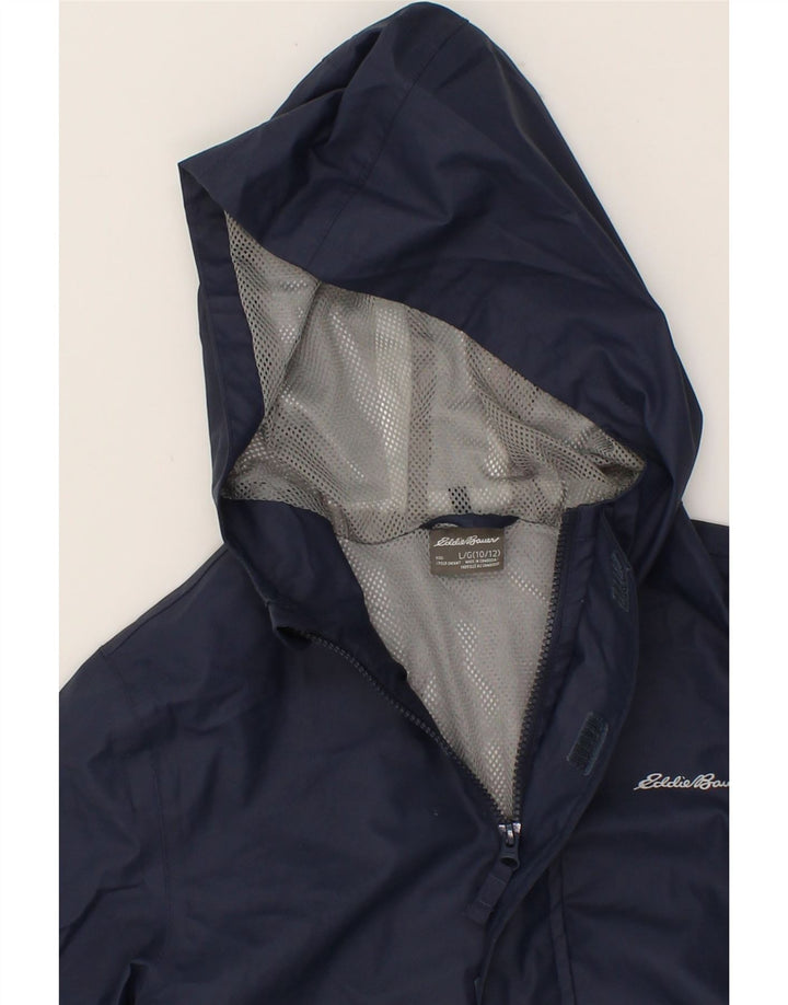 EDDIE BAUER Boys Hooded Rain Jacket 10-11 Years Large Navy Blue Polyester Vintage Eddie Bauer and Second-Hand Eddie Bauer from Messina Hembry 