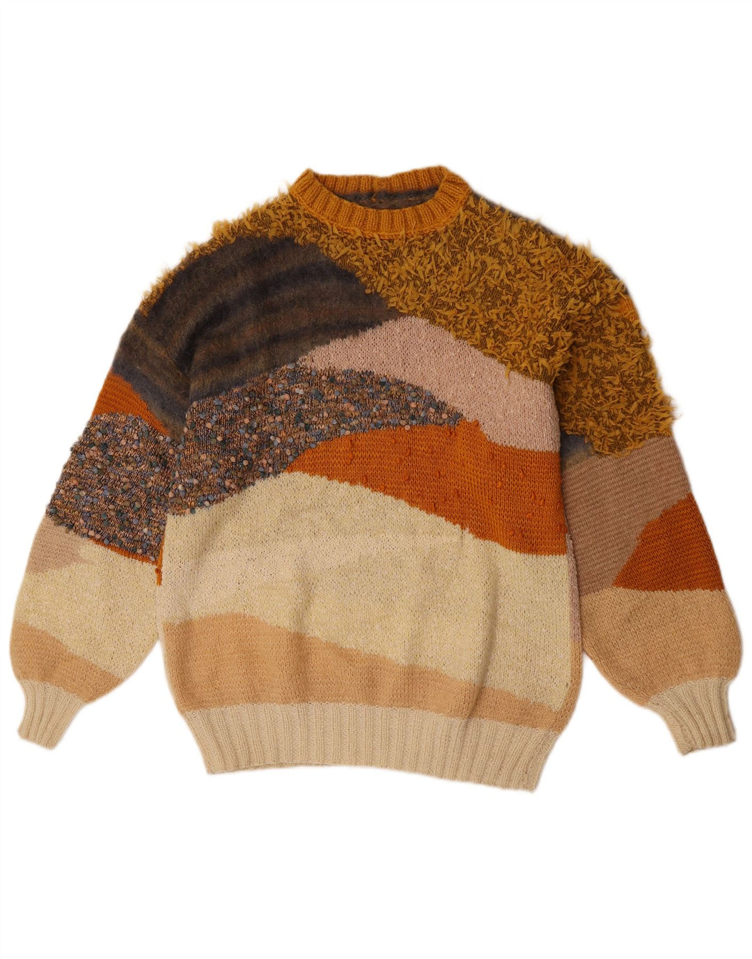 Sweter damski w stylu vintage z okrągłym dekoltem UK 16, duży, wielokolorowy