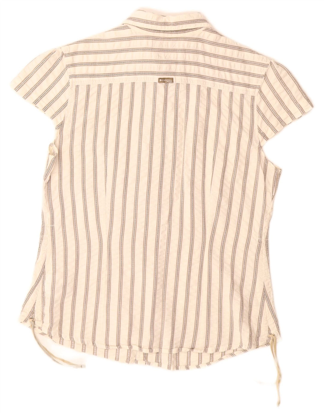 Koszula damska z krótkim rękawem COLUMBIA UK 14, duża, bawełniana w białe paski