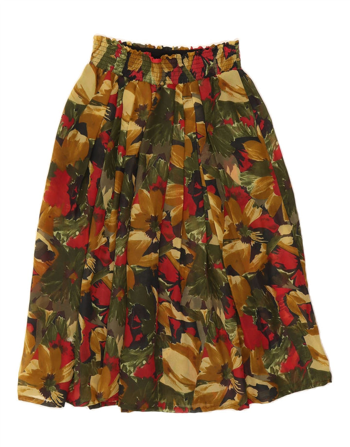 VINTAGE Womens Pleated A-Line Skirt W28 Medium Multicoloured Floral Vintage Vintage and Second-Hand Vintage from Messina Hembry 