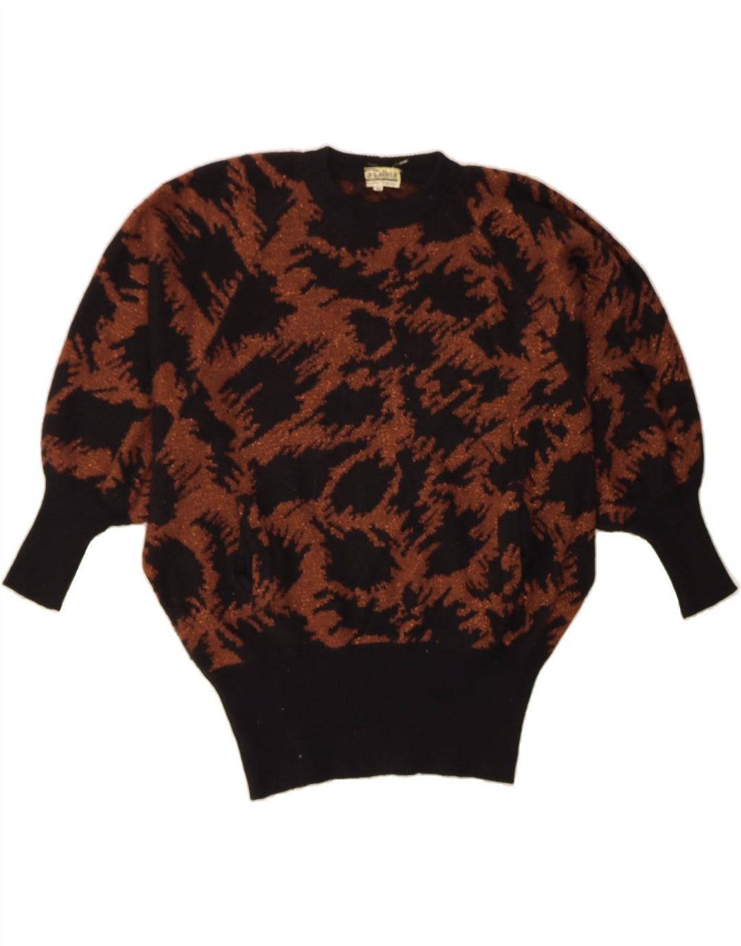 VINTAGE Womens Abstract Pattern Crew Neck Jumper Sweater EU 42 Large Brown Vintage Vintage and Second-Hand Vintage from Messina Hembry 