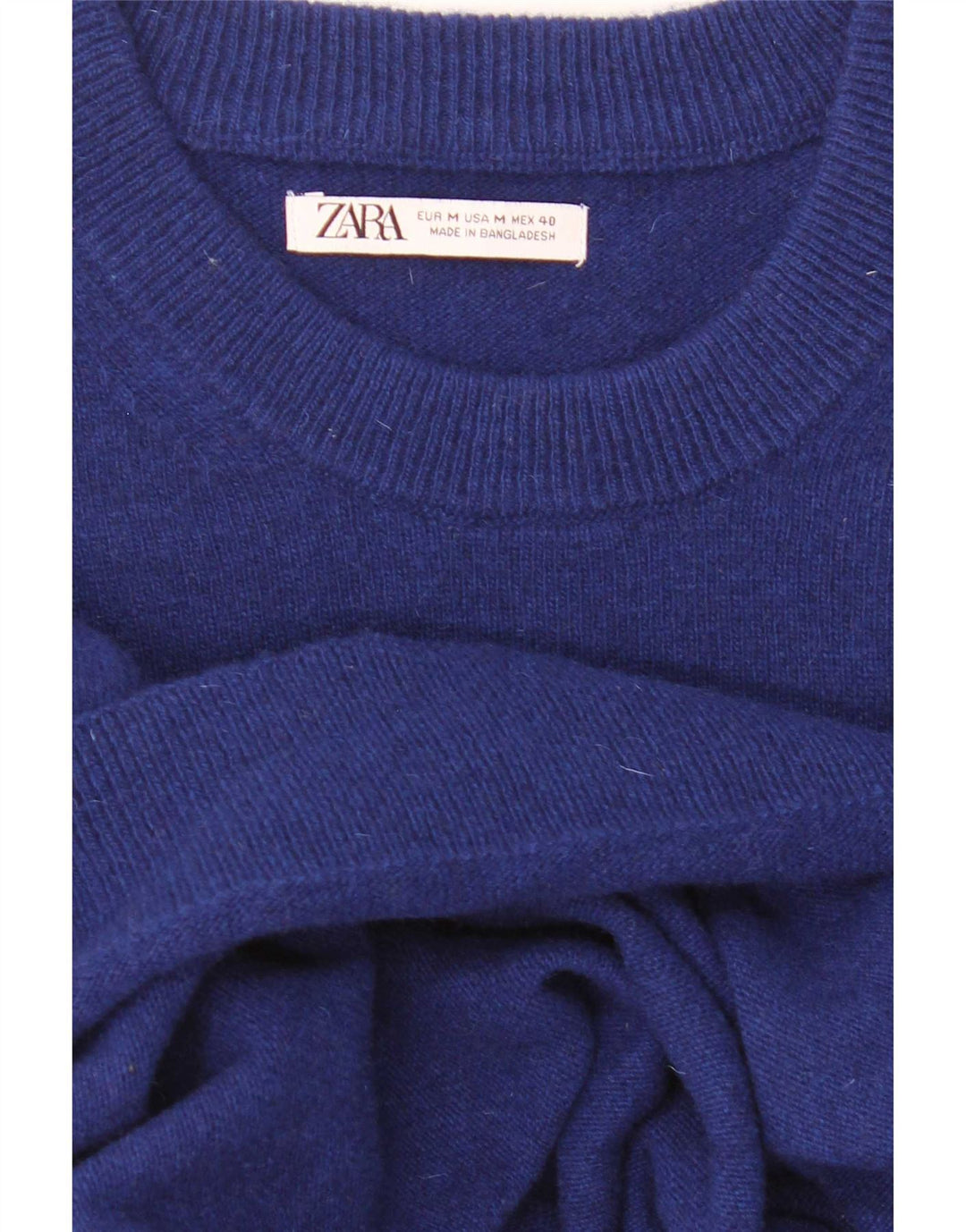 Męski sweter z okrągłym dekoltem Zara, średni niebieski