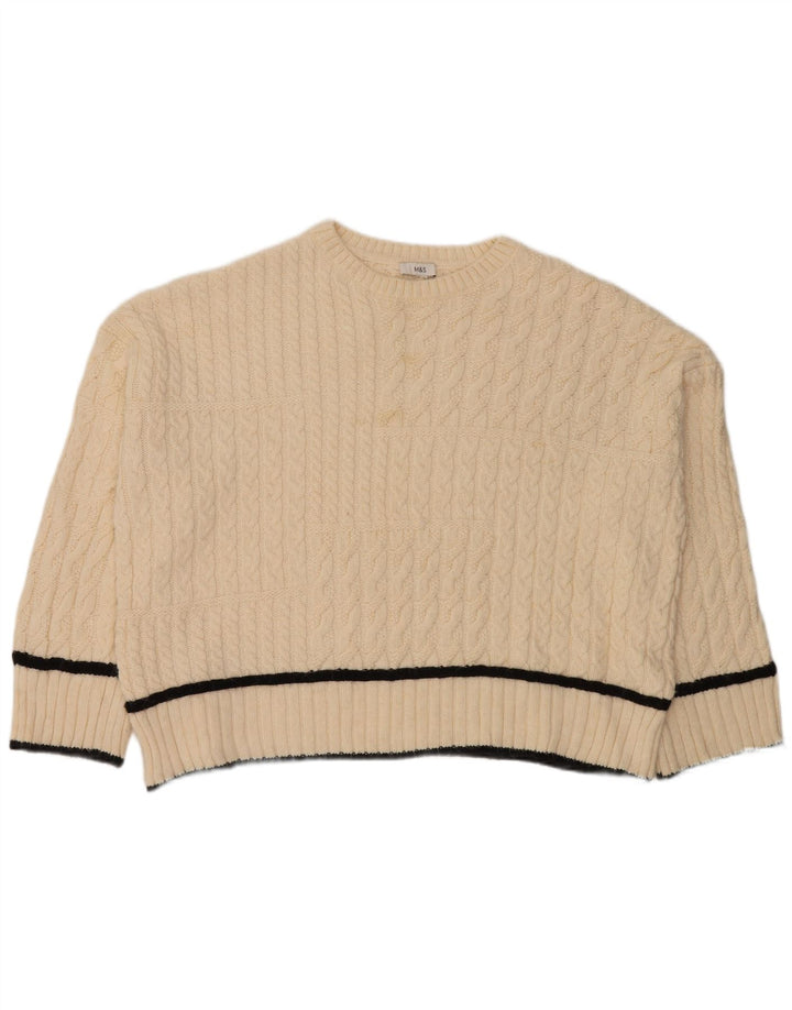 Marks & Spencer Damski sweter oversize z okrągłym dekoltem, UK 18 XL, biały