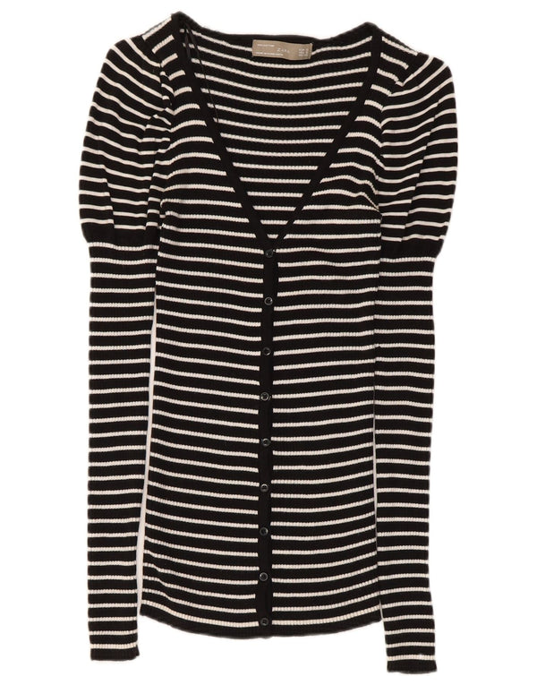 Sweter damski Zara Cardigan UK 8, małe, czarne, bawełniane paski
