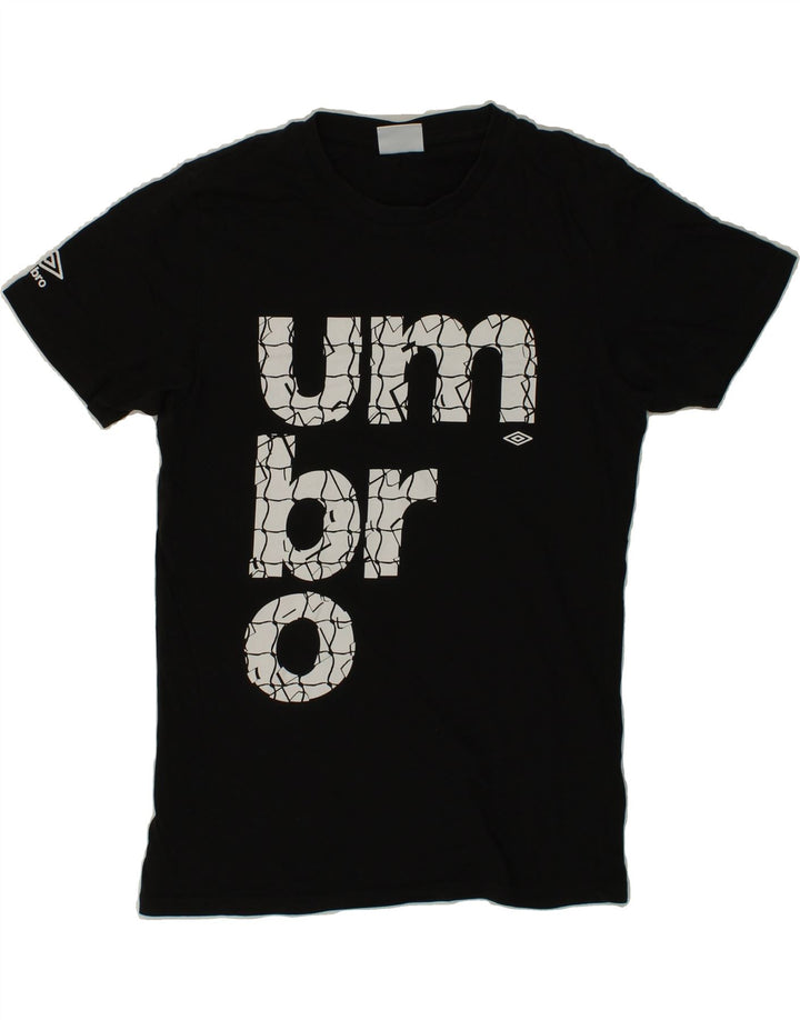 UMBRO Mens Graphic T-Shirt Top Small Black Cotton Vintage Umbro and Second-Hand Umbro from Messina Hembry 