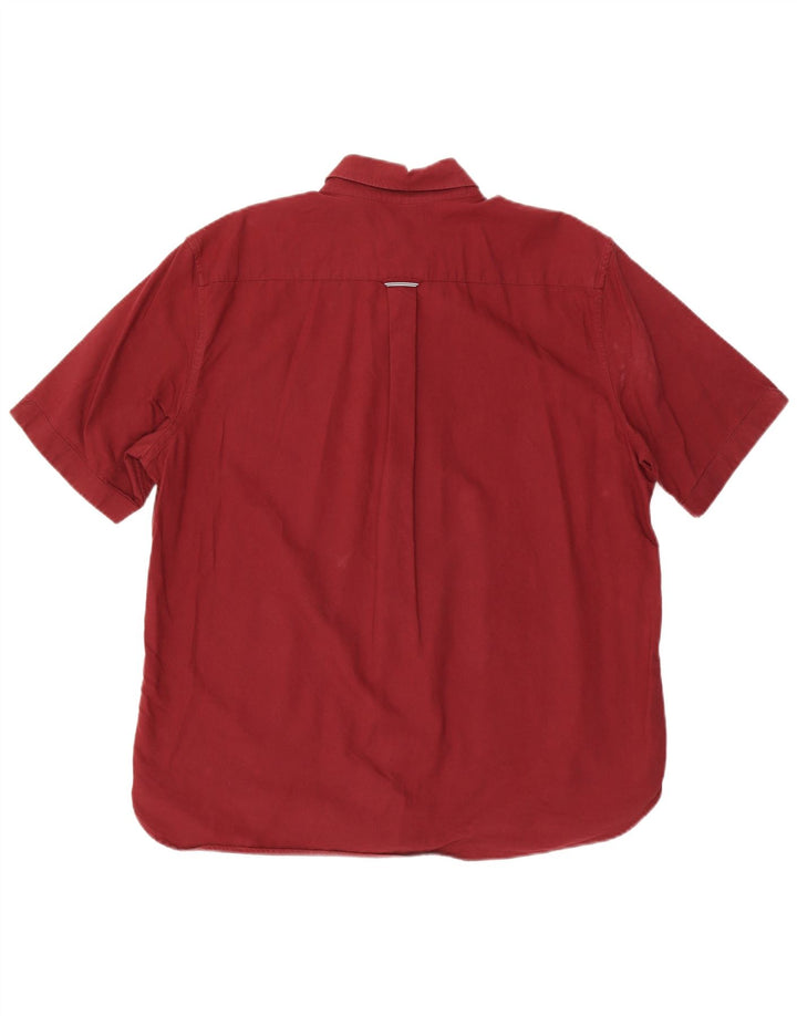 Koszula męska z krótkim rękawem Fred Perry XL, bordowa, bawełniana