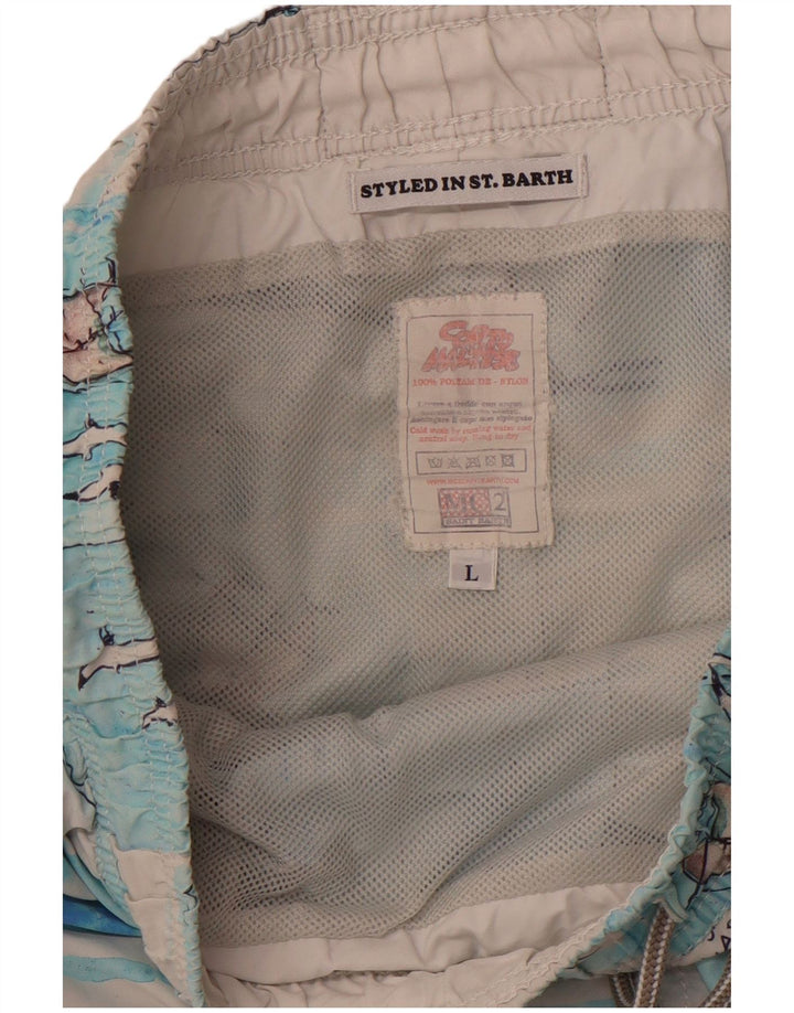 Męskie spodenki kąpielowe MC2 SAINT BARTH w abstrakcyjny wzór, duże, niebieskie, nylonowe