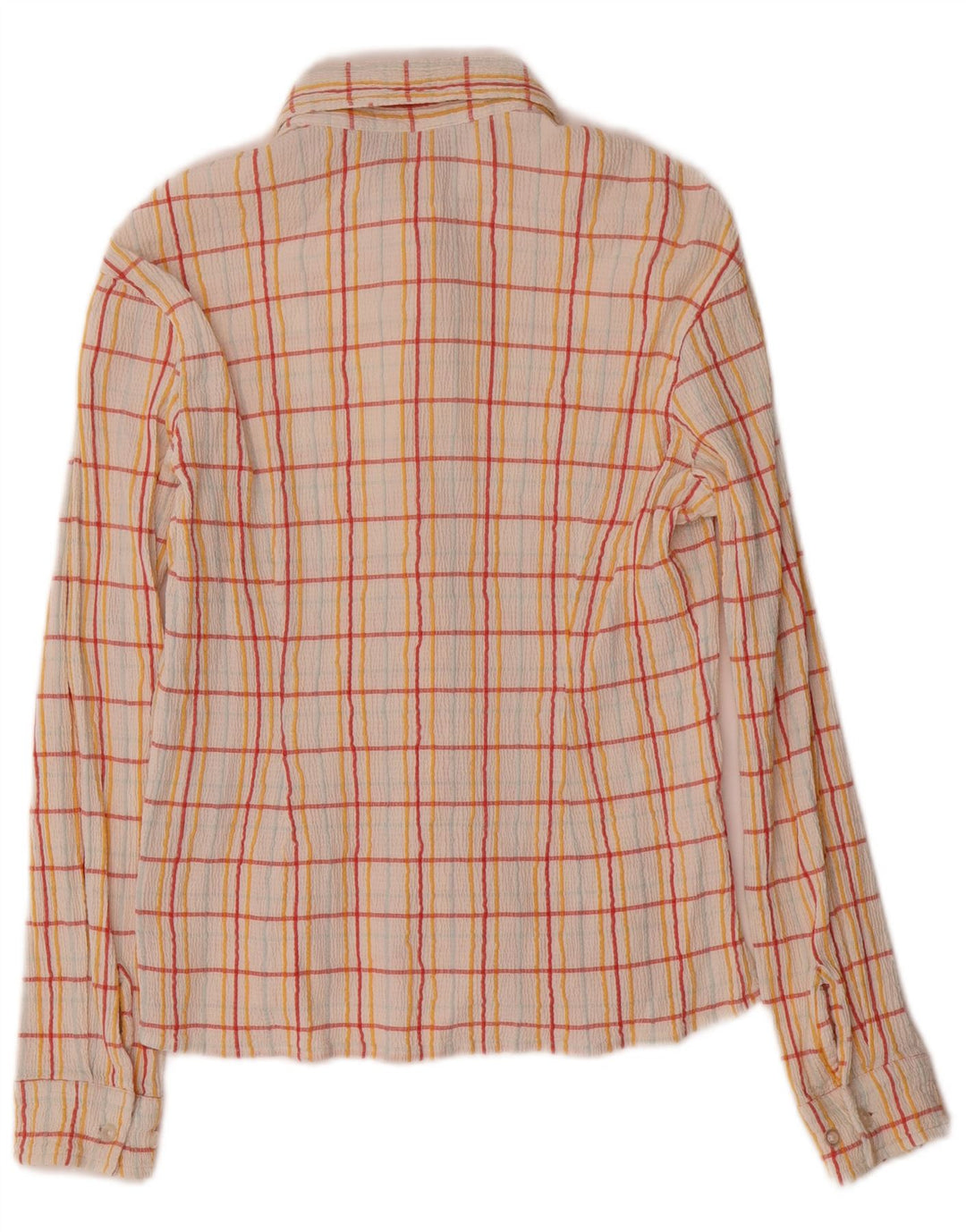 MARLBORO CLASSICS Womens Slim Fit Shirt UK 12 Medium Beige Check Cotton