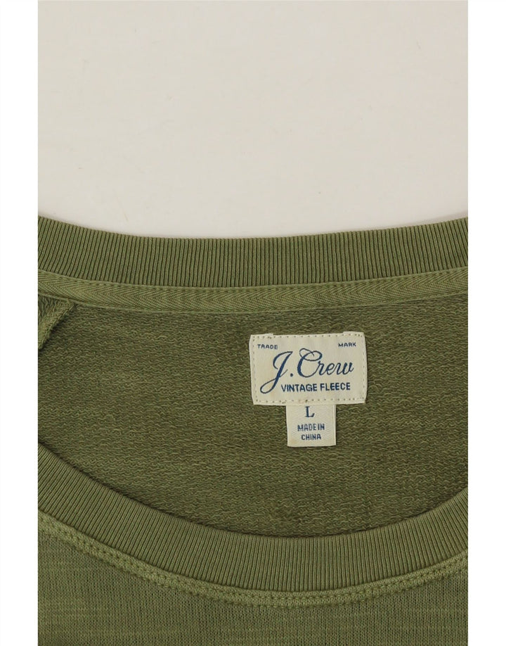 J. CREW Womens Oversized Sweatshirt Jumper UK 16 Large Khaki Cotton Vintage J. Crew and Second-Hand J. Crew from Messina Hembry 