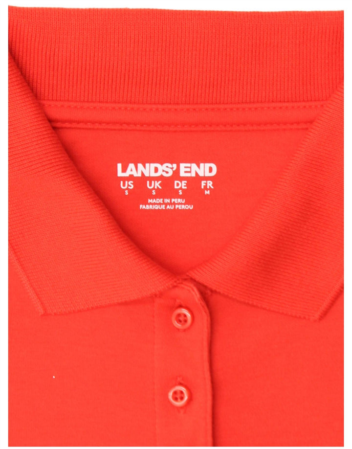 LANDS END Womens Long Sleeve Polo Shirt UK 10 Small Red