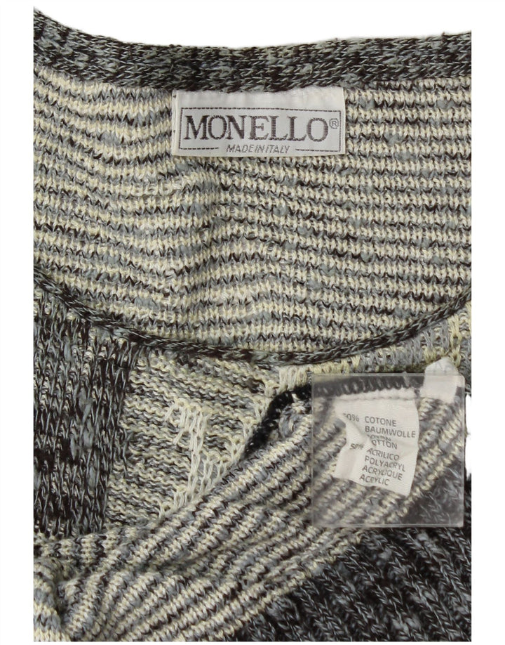Męski sweter Monello z dekoltem w łódkę, duży, szary, bawełniany paisley