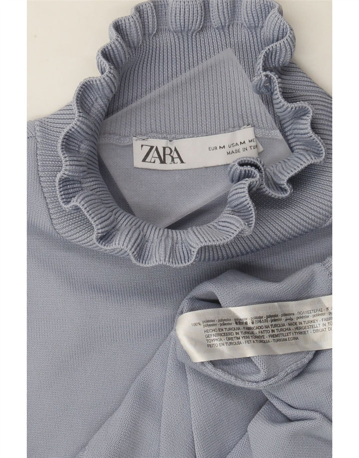 Damski sweter z golfem Zara UK 12, średni niebieski poliester