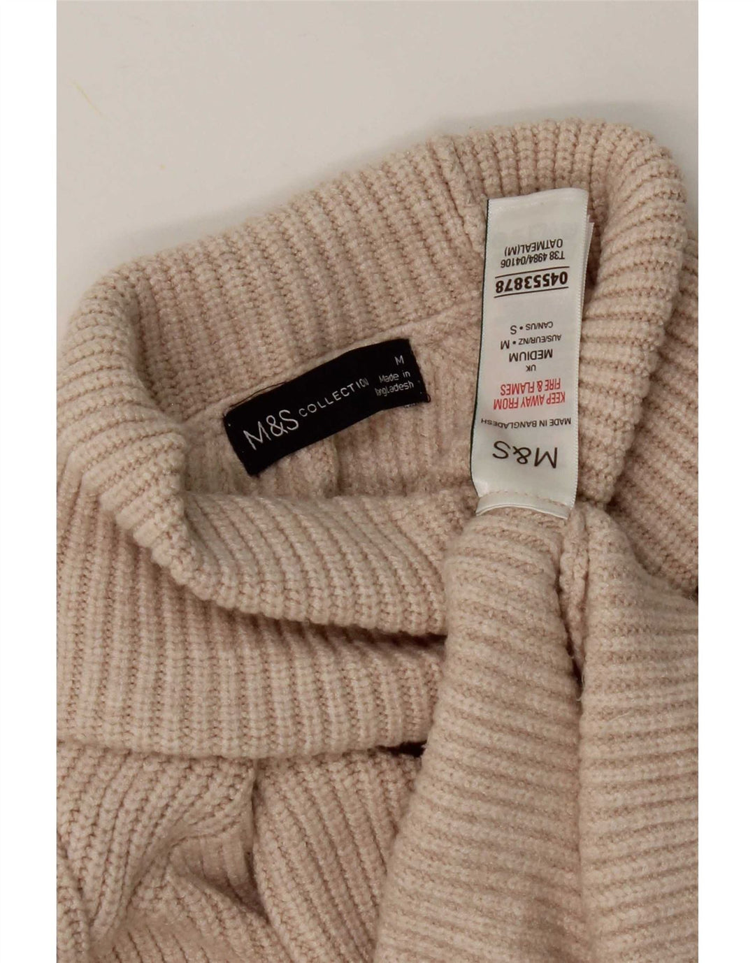 Marks & Spencer Damski sweter z wywijanym dekoltem UK 14 Średni beżowy wiskoza