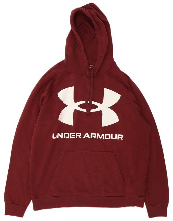 Męski sweter z kapturem i grafiką UNDER ARMOUR XL, bordowy, bawełniany
