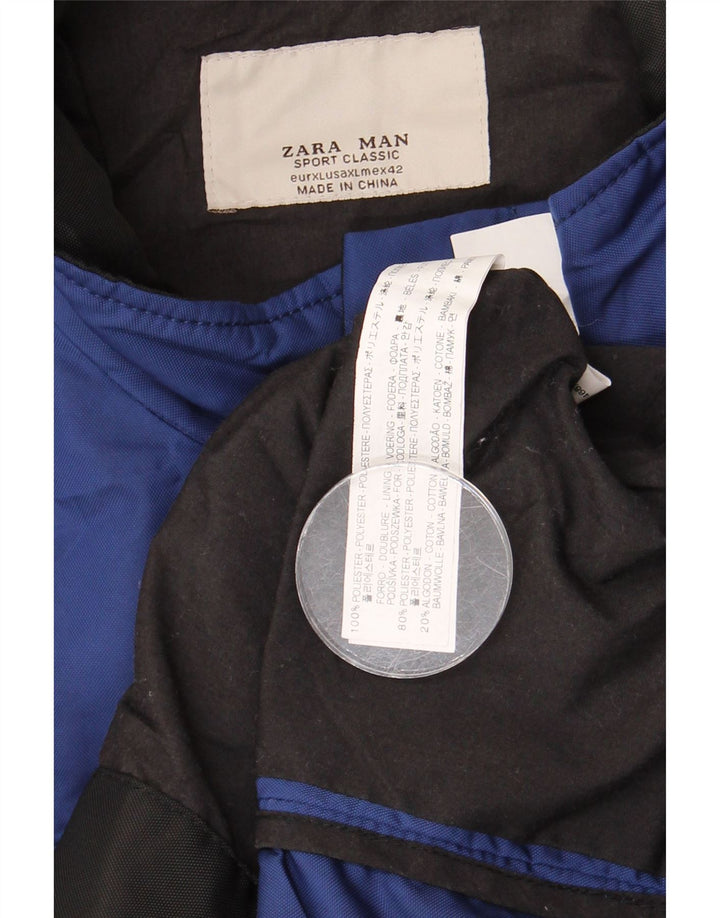 Męska kurtka bomberka ZARA UK 42 XL, niebieska, poliestrowa
