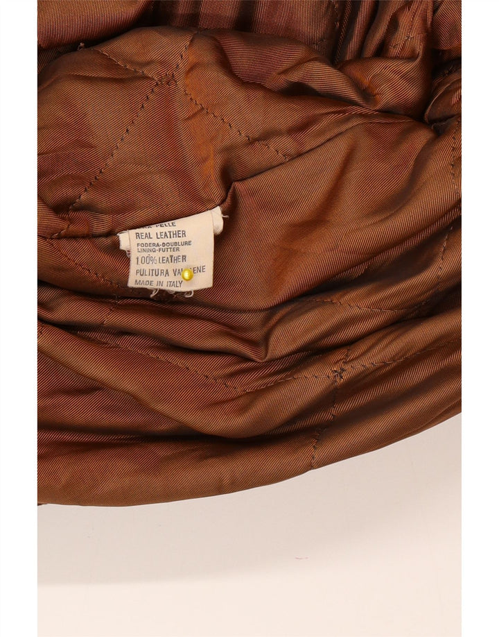 Vintage damski, oversize'owy, zamszowy płaszcz wiatrówka z kapturem IT 46, duży brązowy