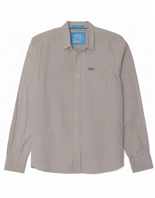 Koszula męska Superdry 2XL, biała bawełniana kratka