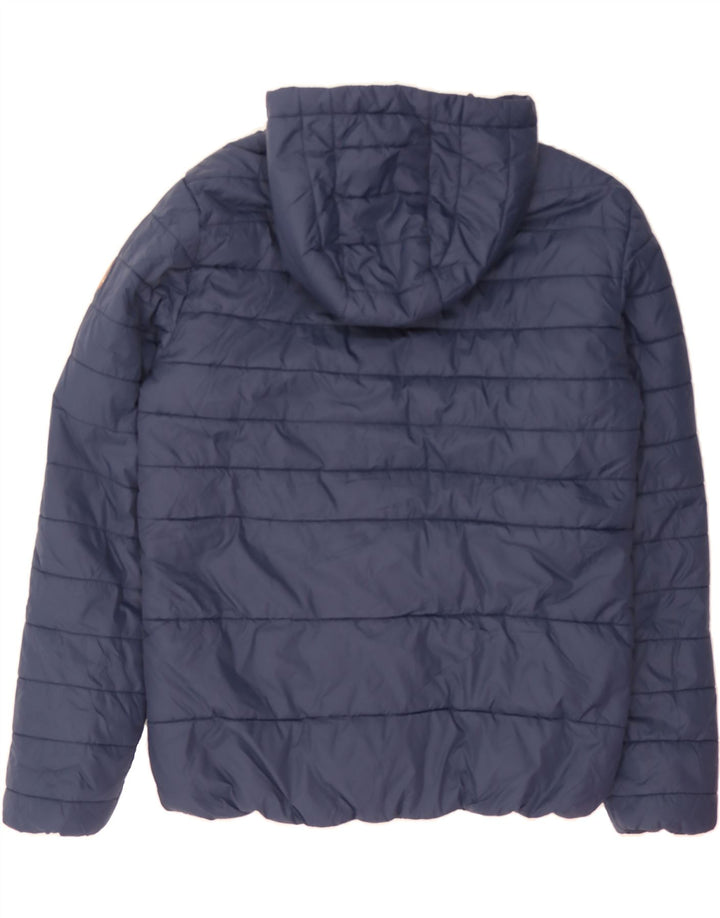 JACK & JONES Mens Hooded Padded Jacket UK 40 Large Navy Blue Vintage Jack & Jones and Second-Hand Jack & Jones from Messina Hembry 