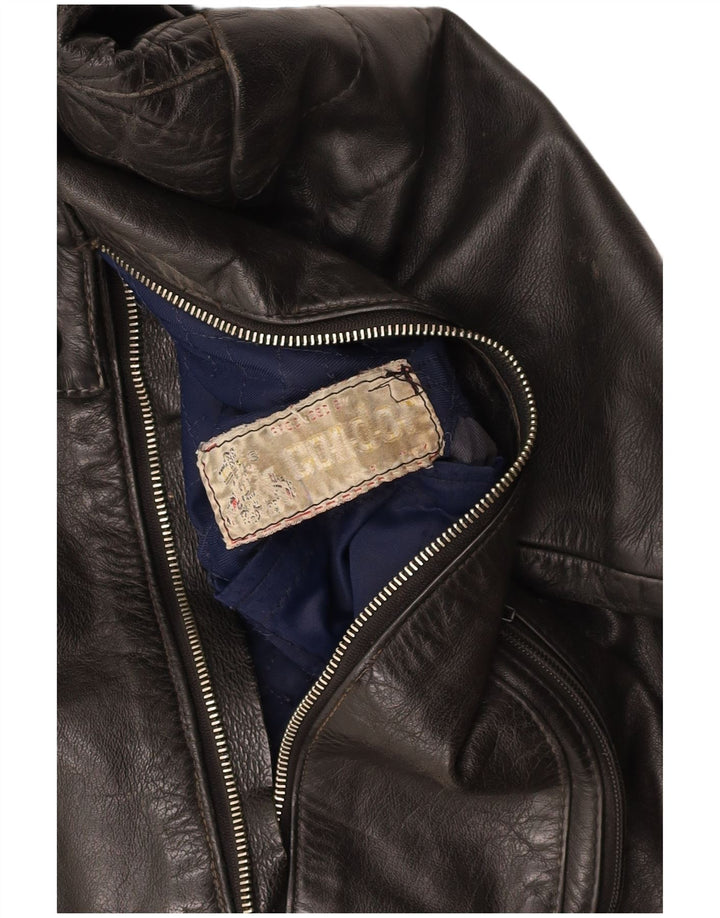 Damska kurtka skórzana VINTAGE UK 14, średnia czarna