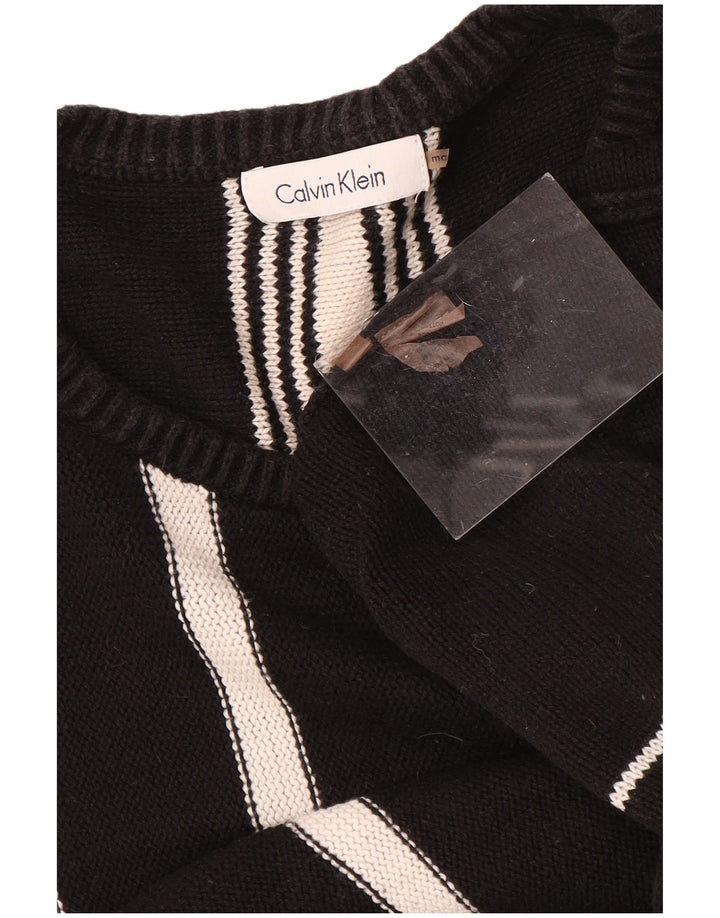 CALVIN KLEIN Męski sweter z dekoltem w łódkę, bawełniany, w średnie czarne paski