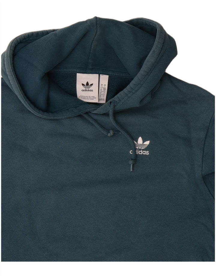 Adidas Męska bluza z kapturem, mała, niebieska, bawełniana