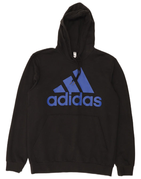 Adidas Męski sweter z kapturem z grafiką UK 44/46, duży, czarny, bawełniany