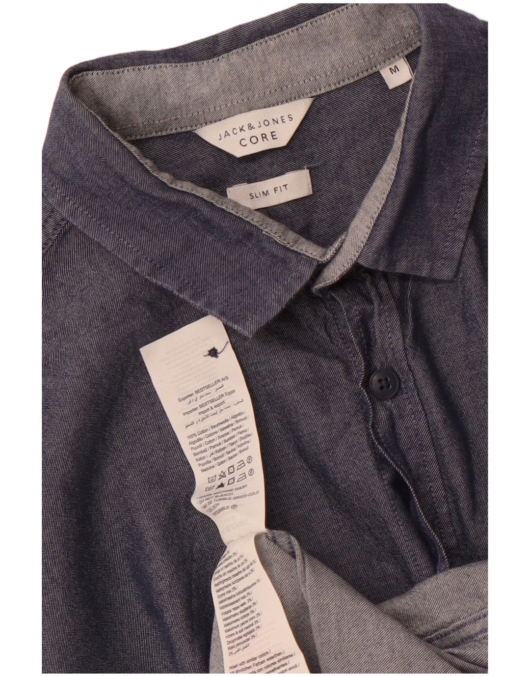 JACK & JONES Męska koszula z krótkim rękawem o kroju slim fit, średnia, granatowa, bawełniana