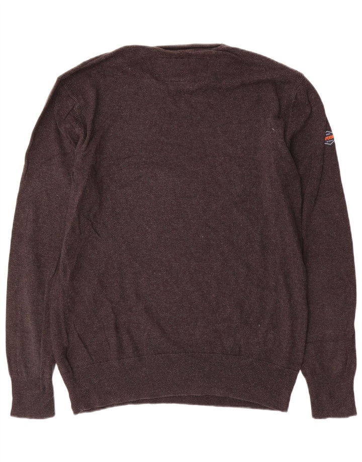 Męski sweter Superdry z dekoltem w łódkę, średnioszary, bawełniany