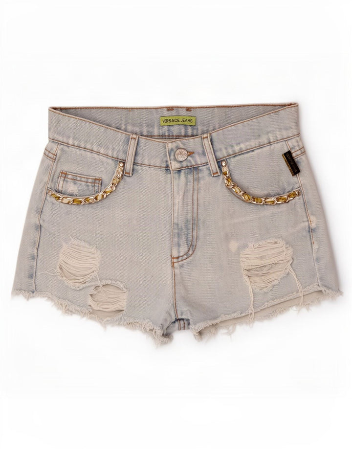 Damskie spodenki jeansowe Versace w trudnej sytuacji W28 Średnioniebieskie bawełniane