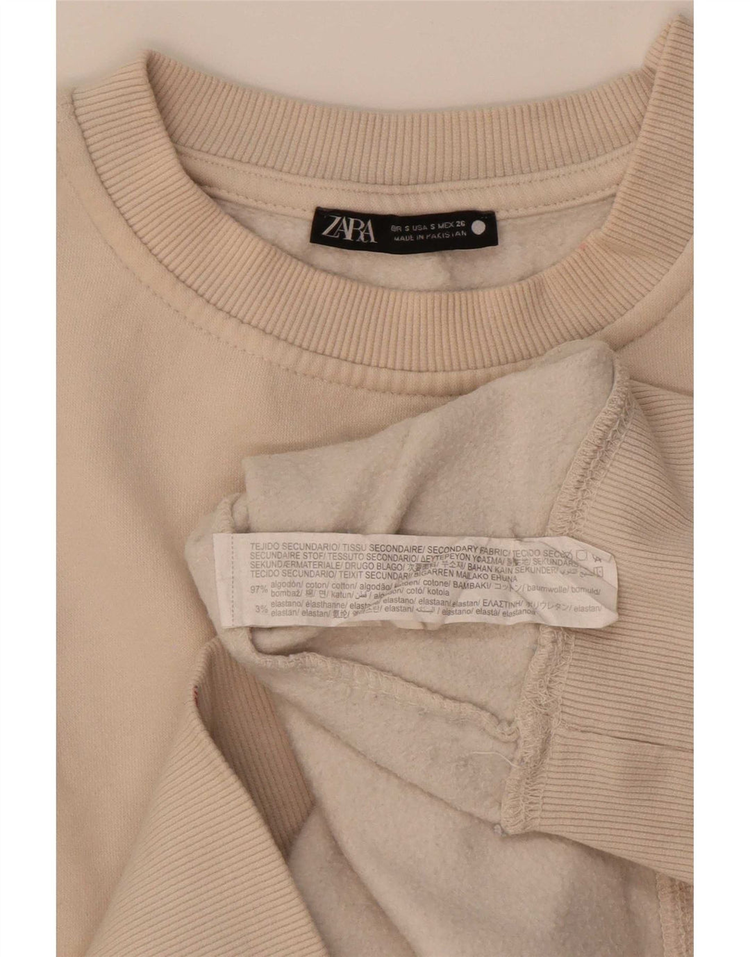 Damski sweter oversize Zara UK 10 Small, beżowy, bawełniany