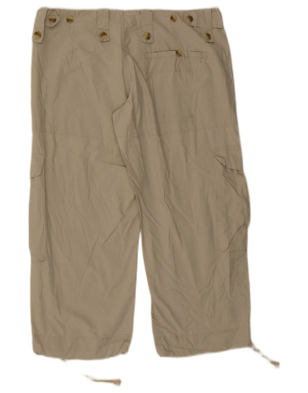 Spodnie damskie Cargo Capri w stylu vintage, małe W27 L21 Beżowa bawełna