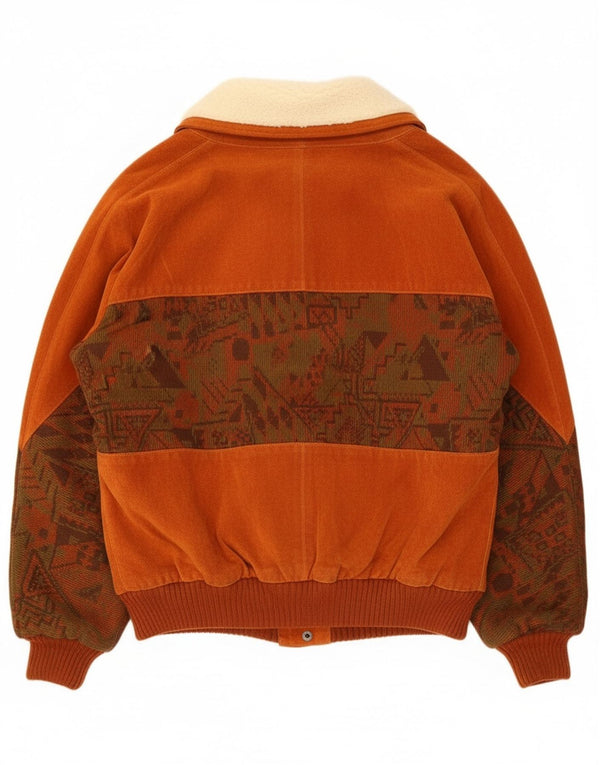 Vintage męska kurtka zamszowa Sherpa UK 42 XL, brązowa skóra z blokami kolorów