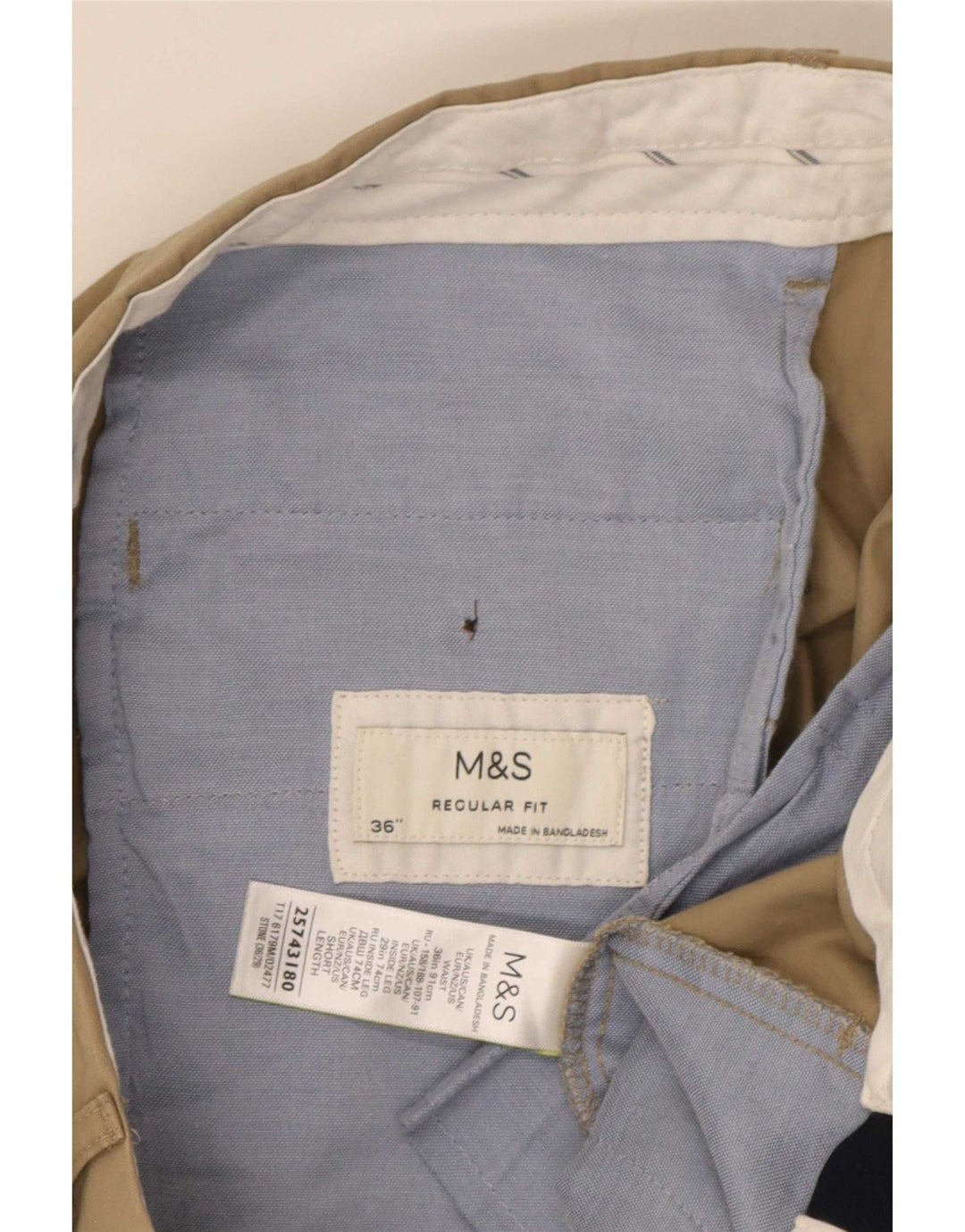 Męskie spodnie chino o regularnym kroju Marks & Spencer W36 L29 Beżowa bawełna