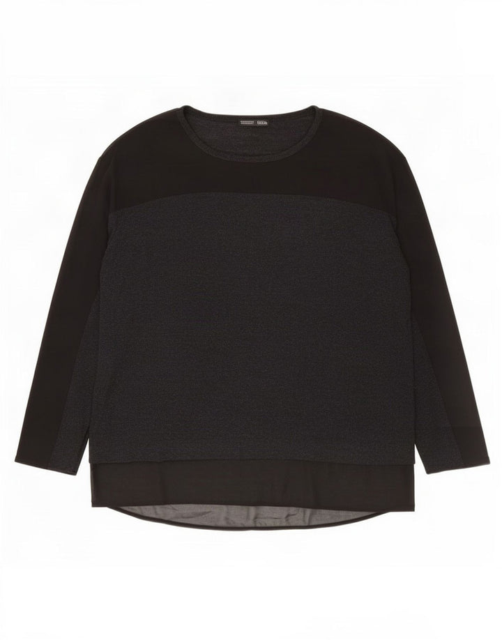 Damski top oversize z długim rękawem Zara UK 14, średni czarny wiskoza