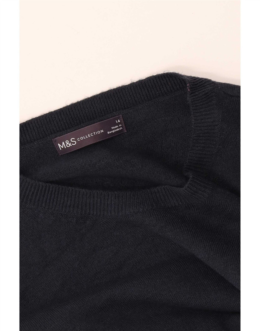 Marks & Spencer Damski sweter z dekoltem w łódkę, UK 14, średni granatowy
