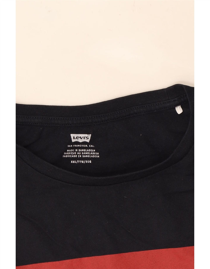 LEVI'S Mens Graphic T-Shirt Top 2XL Navy Blue Cotton Vintage Levi's and Second-Hand Levi's from Messina Hembry 