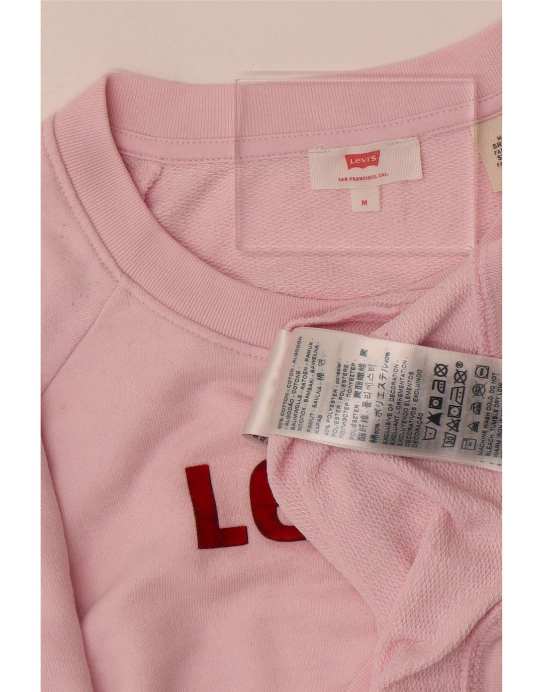 Damska bluza dresowa Levi's z grafiką oversize, UK 14, średnia różowa bawełna