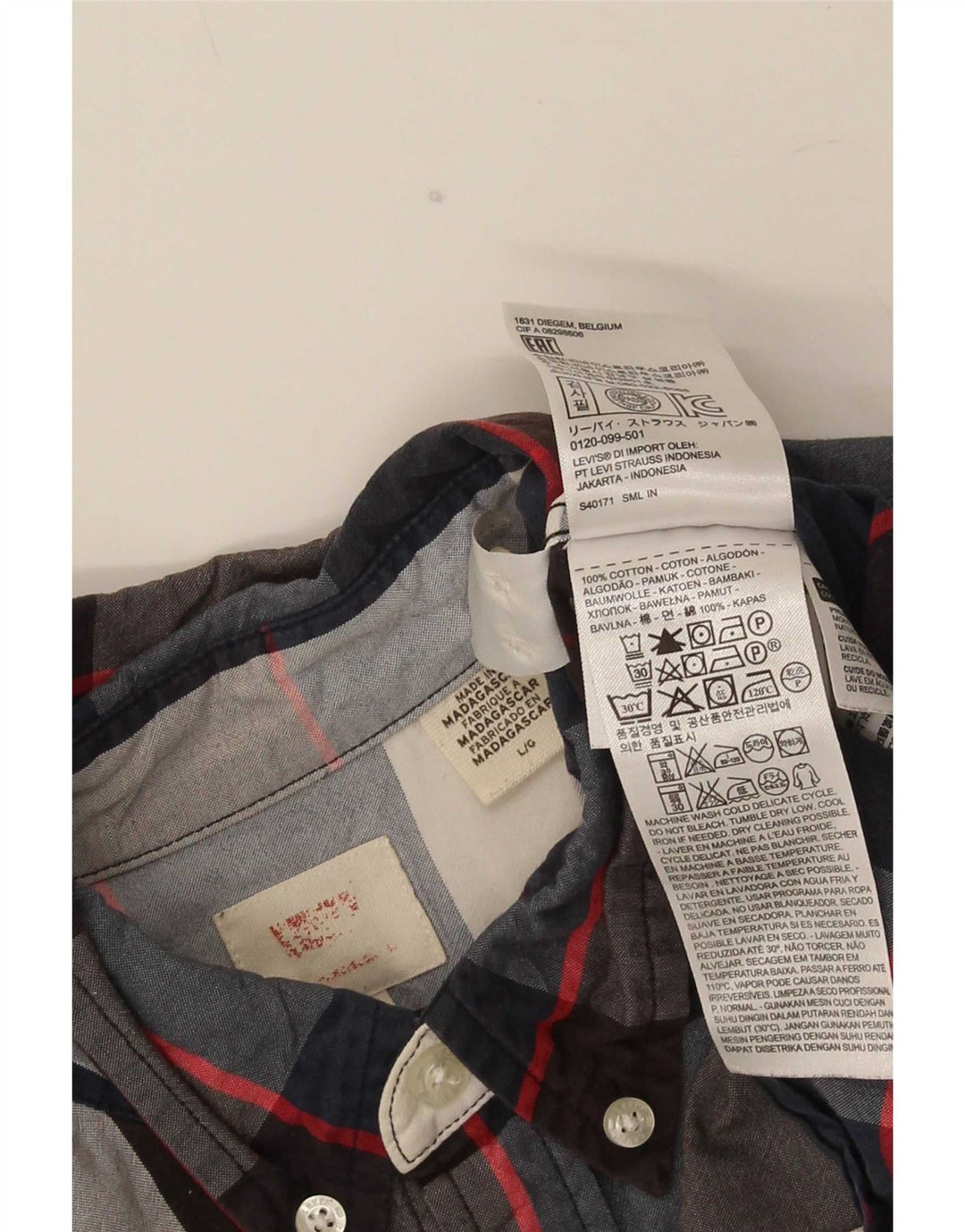 Koszula męska Levi's, duża, bawełniana w granatową kratę