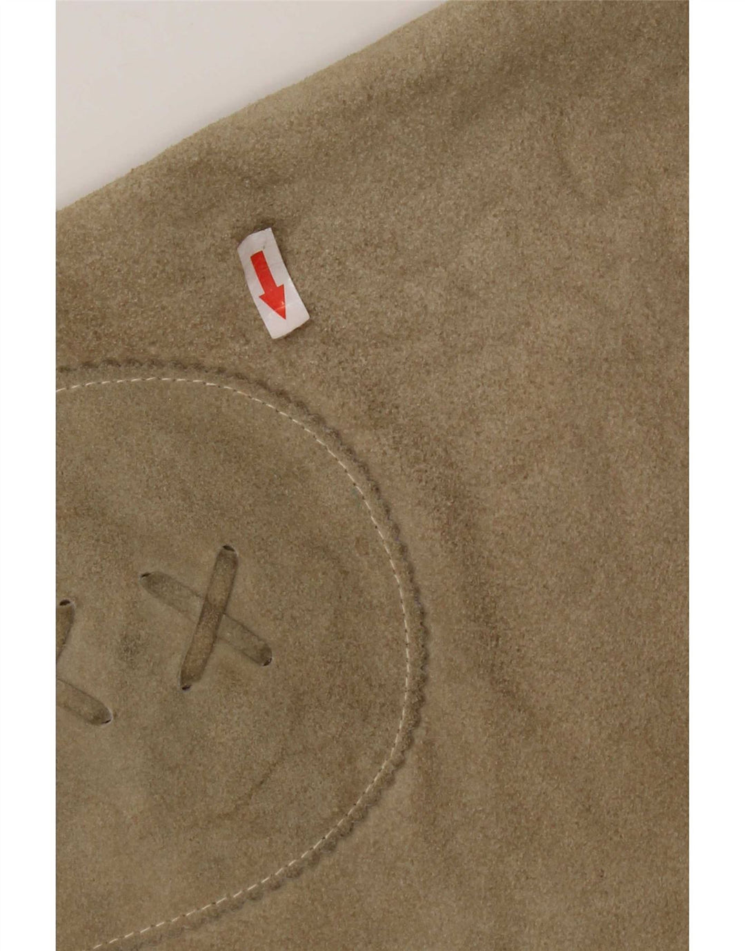 Damska zamszowa spódniczka mini w stylu vintage W28, średnia skóra khaki