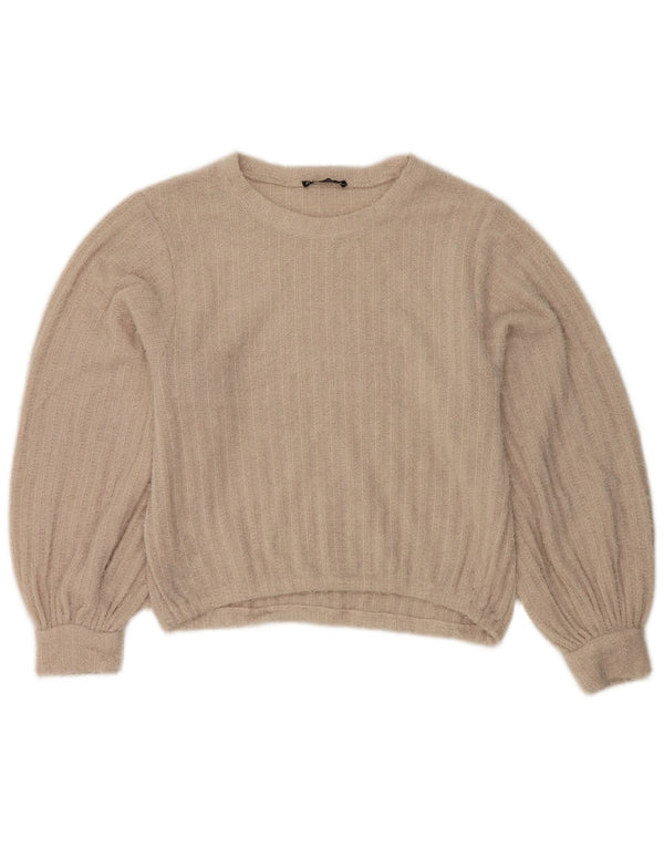 Sweter damski Zara z okrągłym dekoltem, UK 14, duży, beżowy