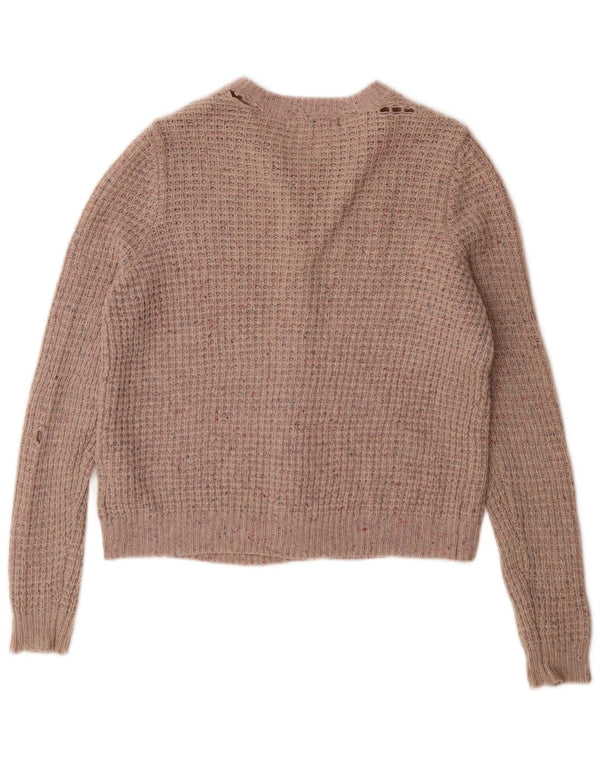 Marks & Spencer Damski sweter rozpinany UK 14, duży, szary, wełniany w cętki