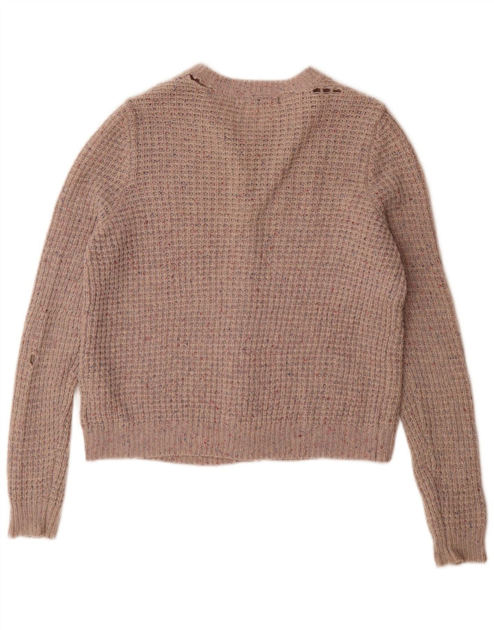 Marks & Spencer Damski sweter rozpinany UK 14, duży, szary, wełniany w cętki