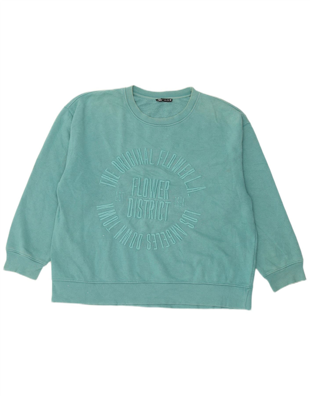 Damska bluza oversize Zara z grafiką, UK 16, duża niebieska bawełna