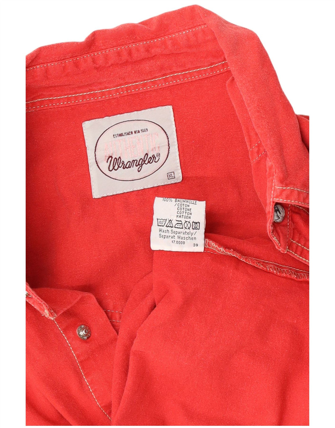 Męska koszula dżinsowa Wrangler XL, czerwona, bawełniana