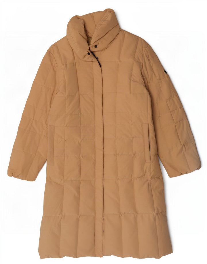 Pocztówka damski, oversize, ocieplany płaszcz UK 8, mały, beżowy, bawełniany