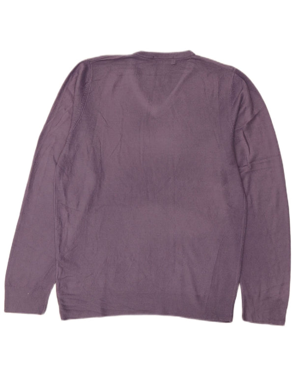 Męski sweter Marks & Spencer Blue Harbor z dekoltem w kształcie litery V, mały fiolet
