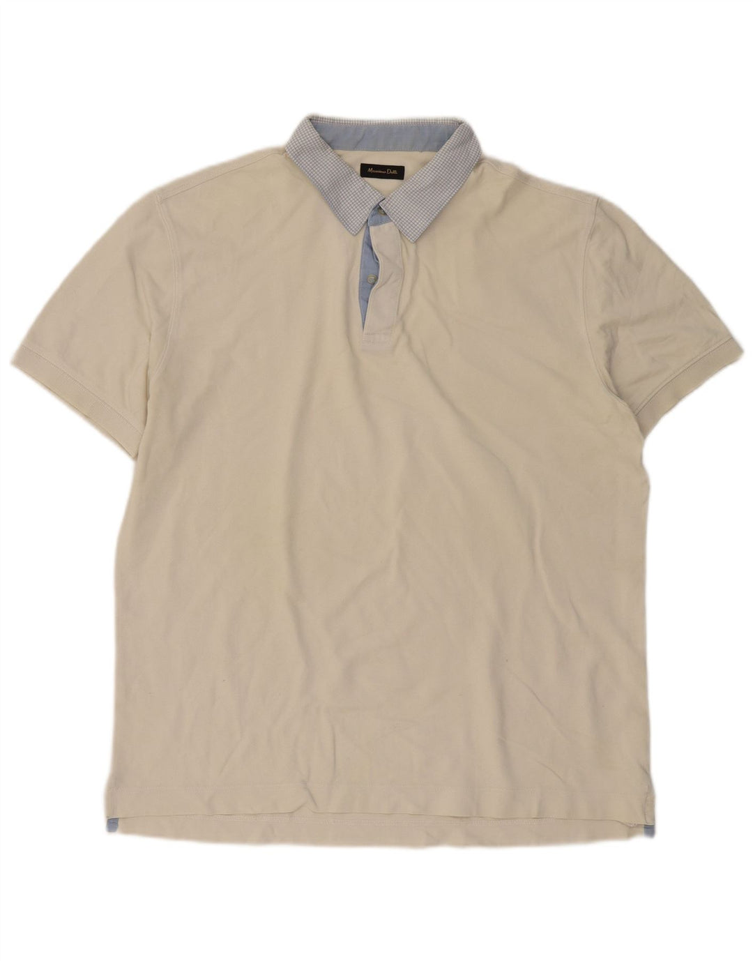 Męska koszulka polo MASSIMO DUTTI, duża, wykonana z bawełny w kolorze złamanej bieli